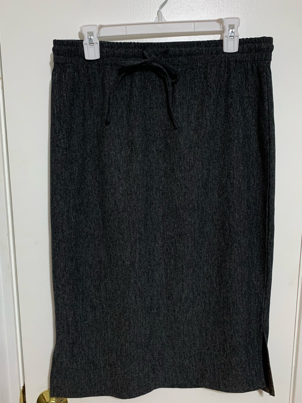 NWT Suzanne Betro Simple Pull-On Knit Midi Skirt 1X Charcoal